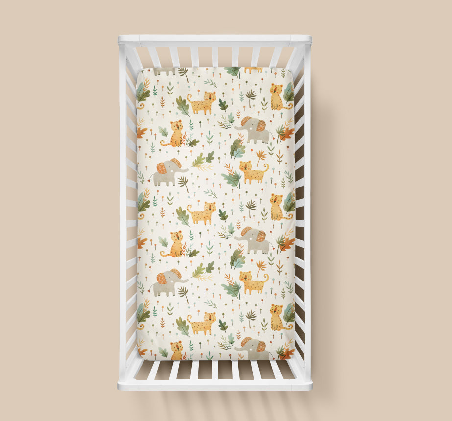 Safari Elephants Crib Sheet