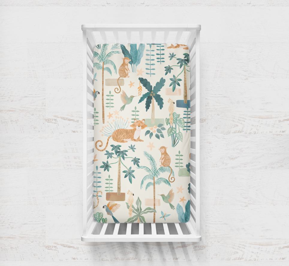 Bundle: Tiger Jungle Crib Sheet + Changing Pad Cover
