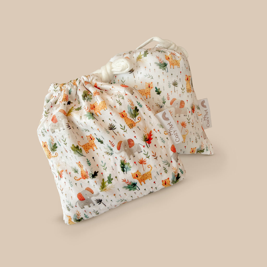 Bundle: Safari Elephant Crib Sheet + Changing Pad Cover