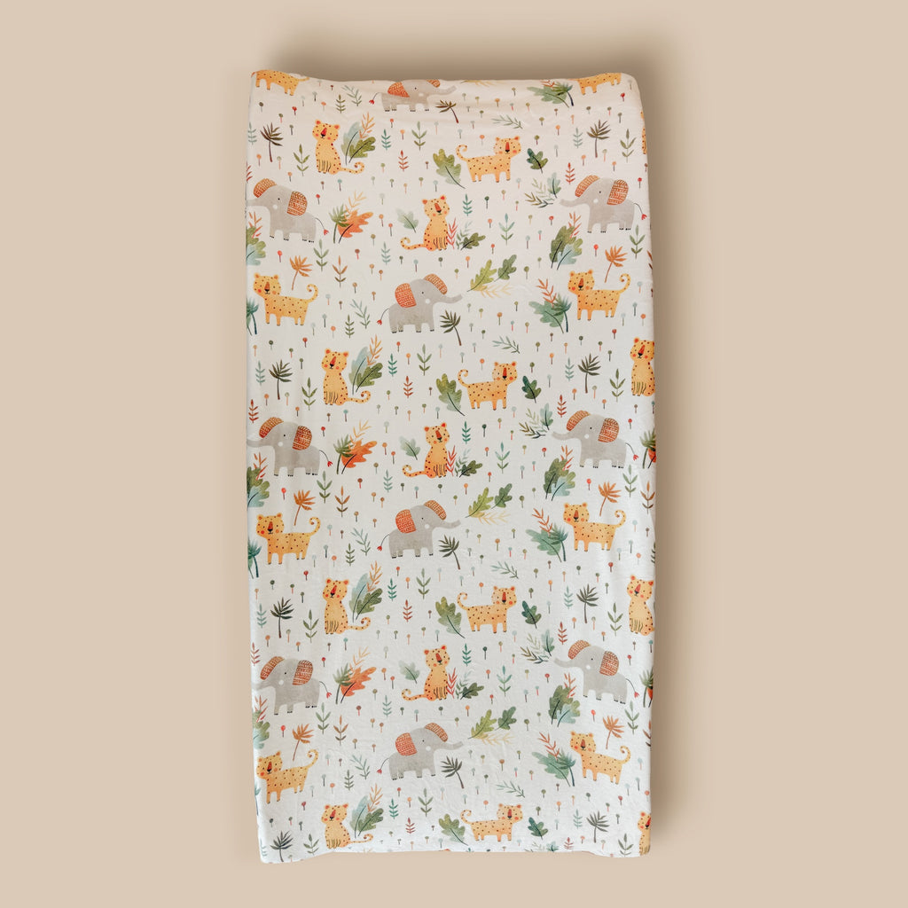 Bundle: Safari Elephant Crib Sheet + Changing Pad Cover