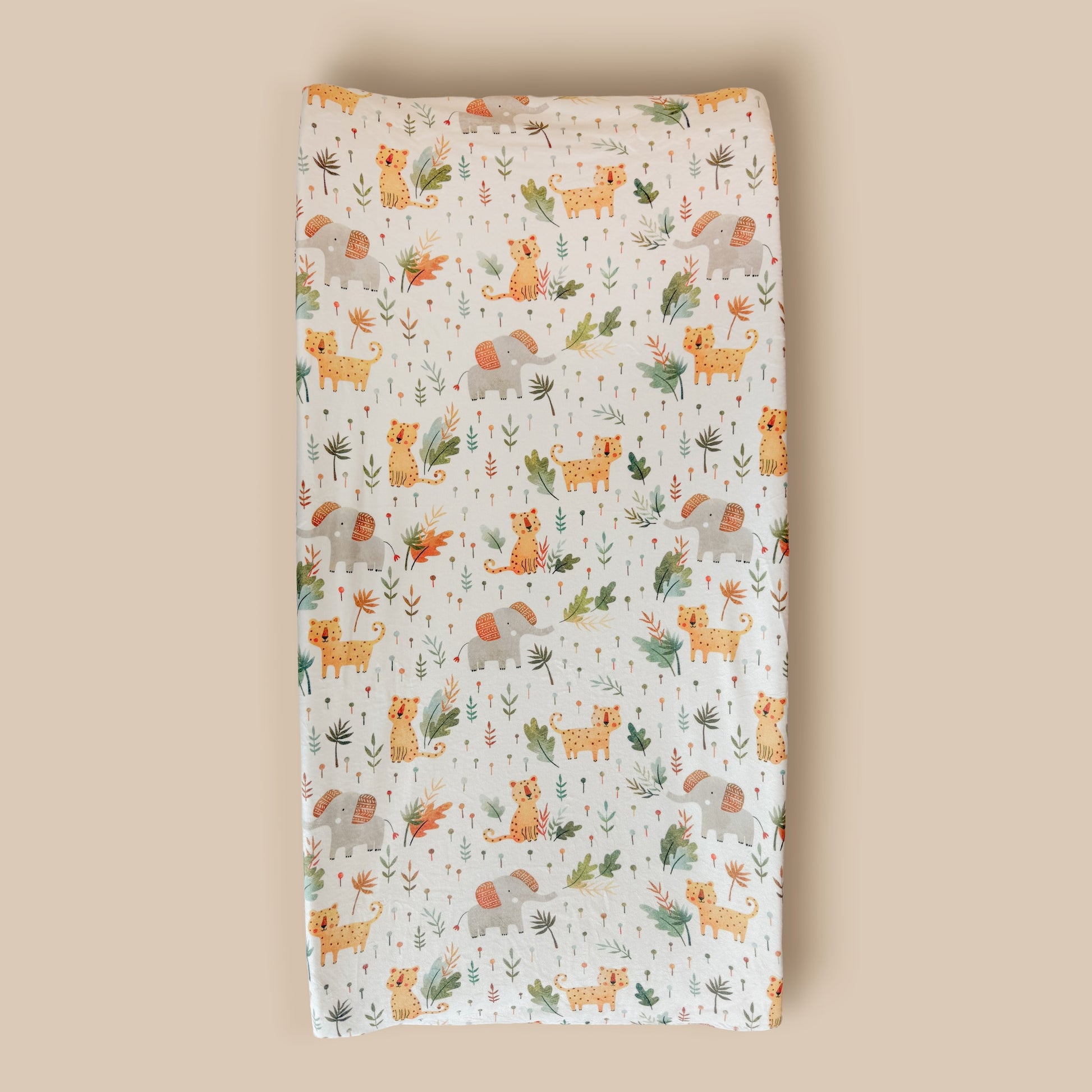 Bundle: Safari Elephant Crib Sheet + Changing Pad Cover