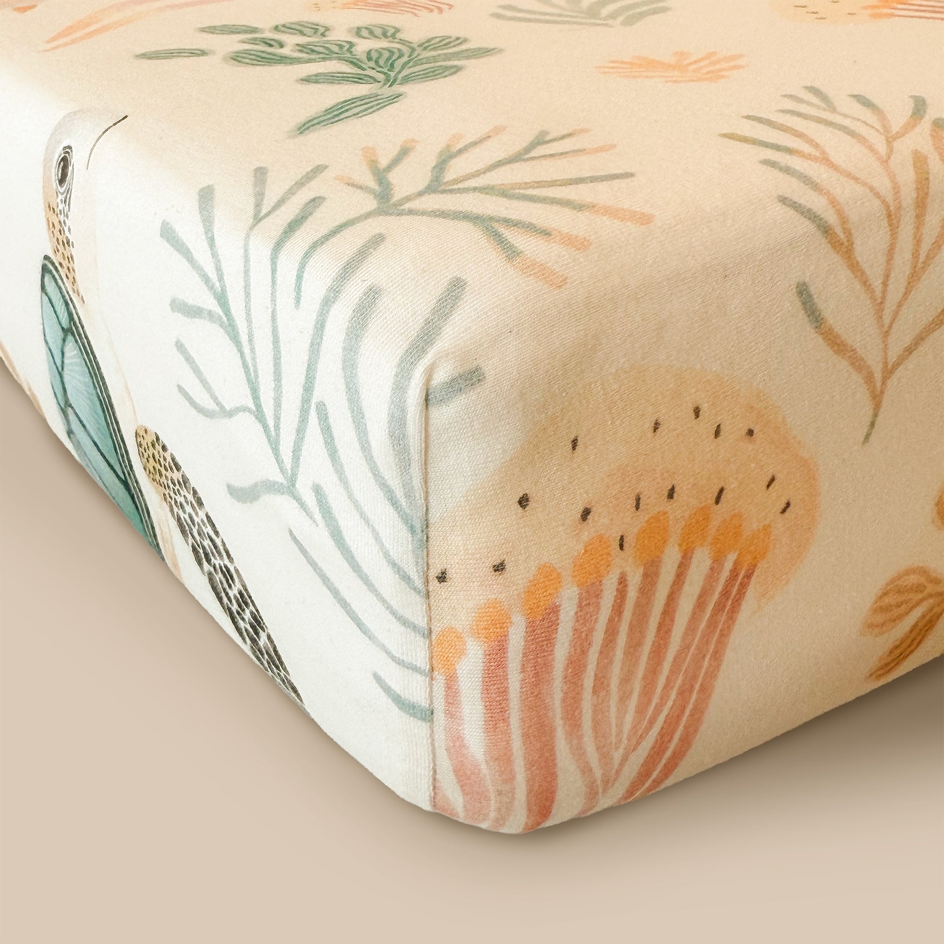 Bundle 2pc Set: Sea Turtle Crib Sheet + Changing Pad Cover
