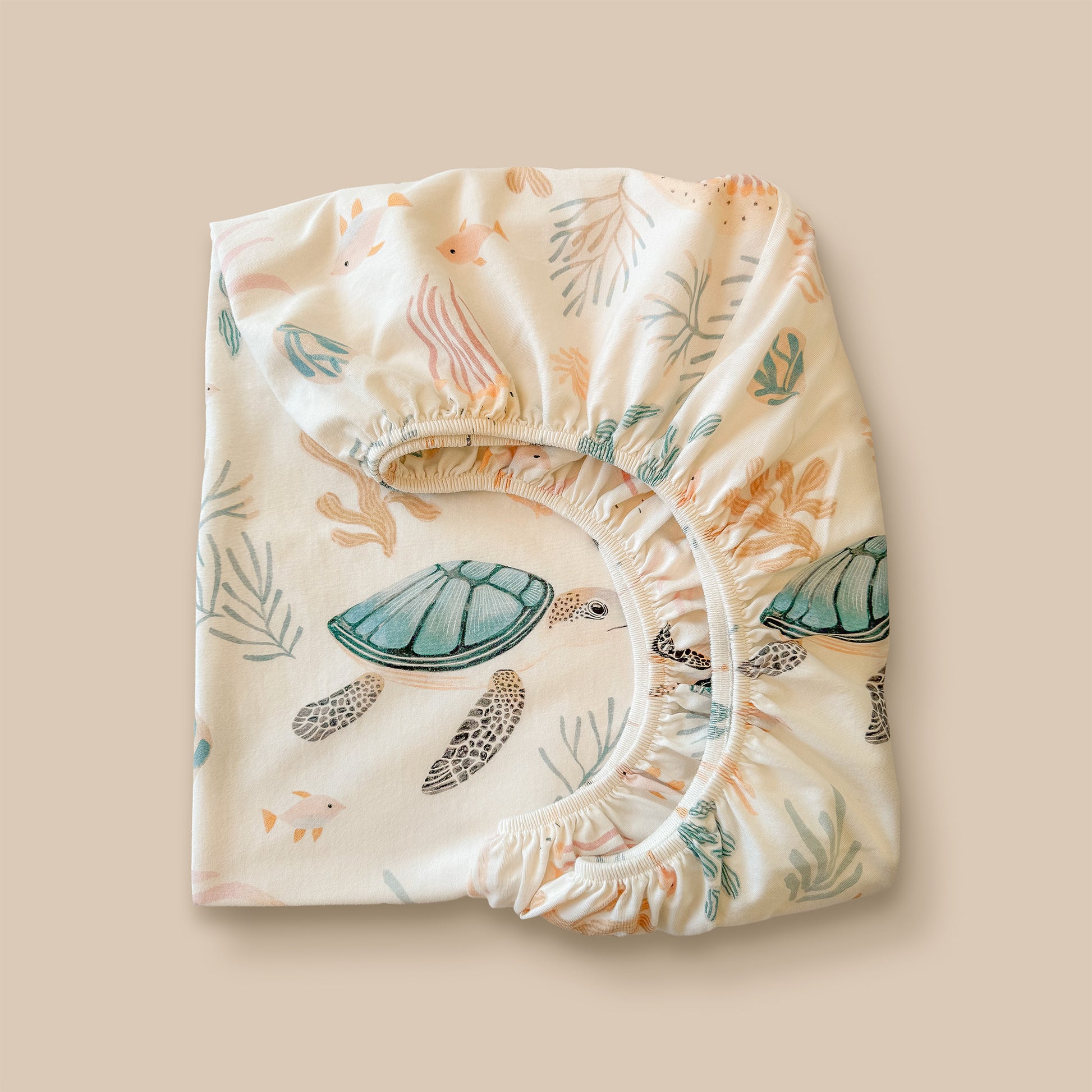 Bundle 2pc Set: Sea Turtle Crib Sheet + Changing Pad Cover