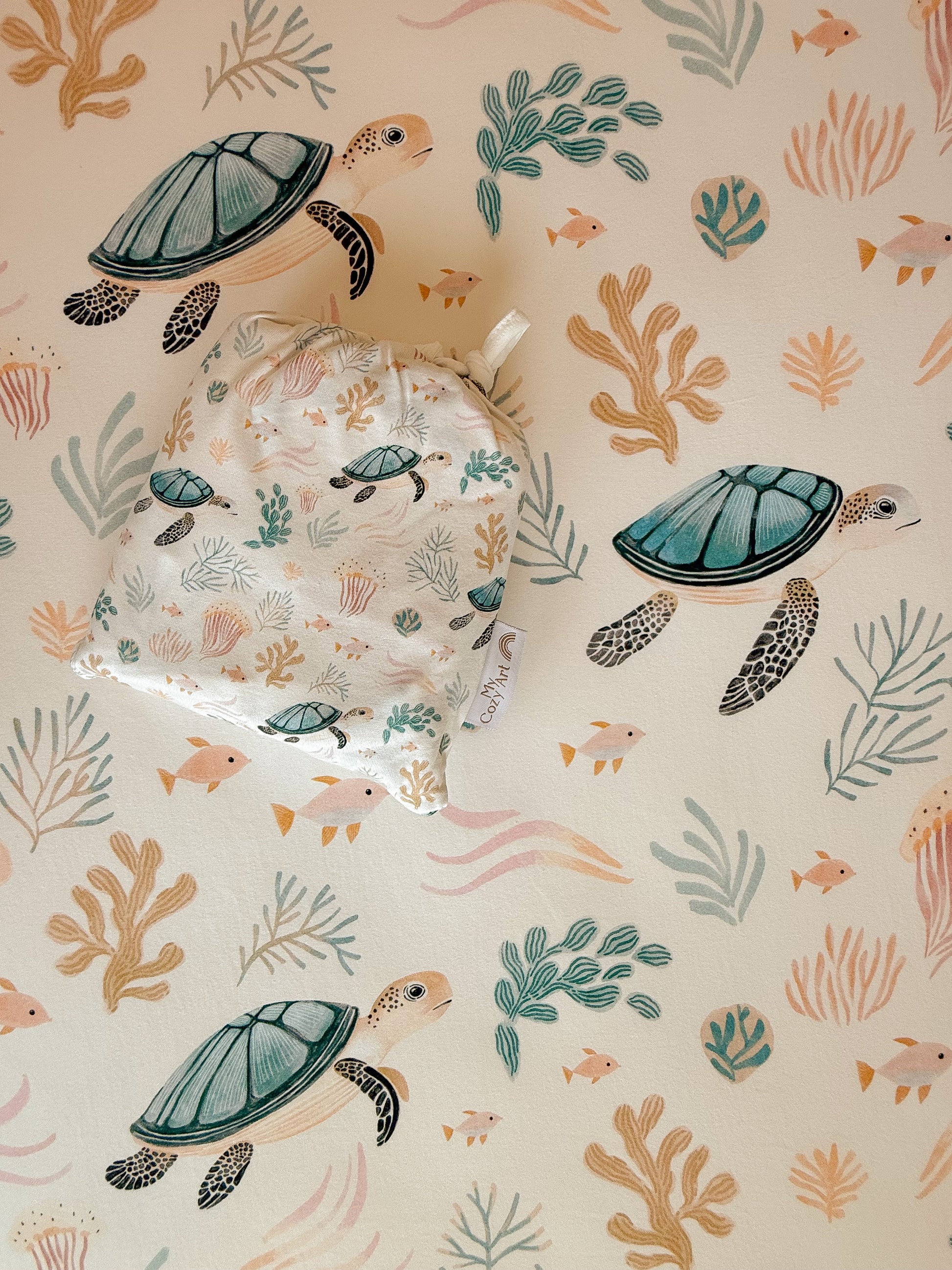 Bundle: Sea Turtle Crib Sheet + Changing Pad Cover