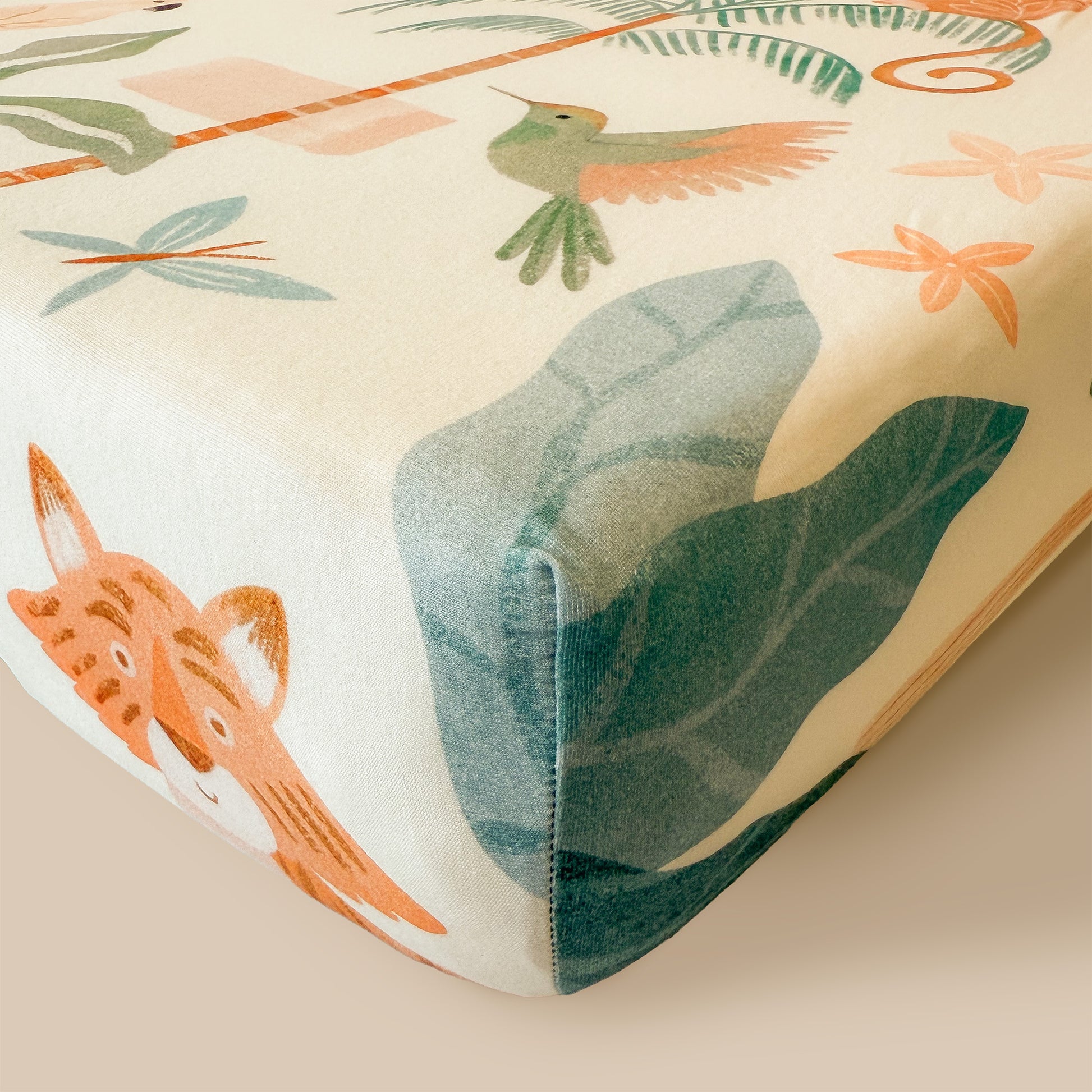 Bundle 2pc Set: Tiger Jungle Crib Sheet + Changing Pad Cover